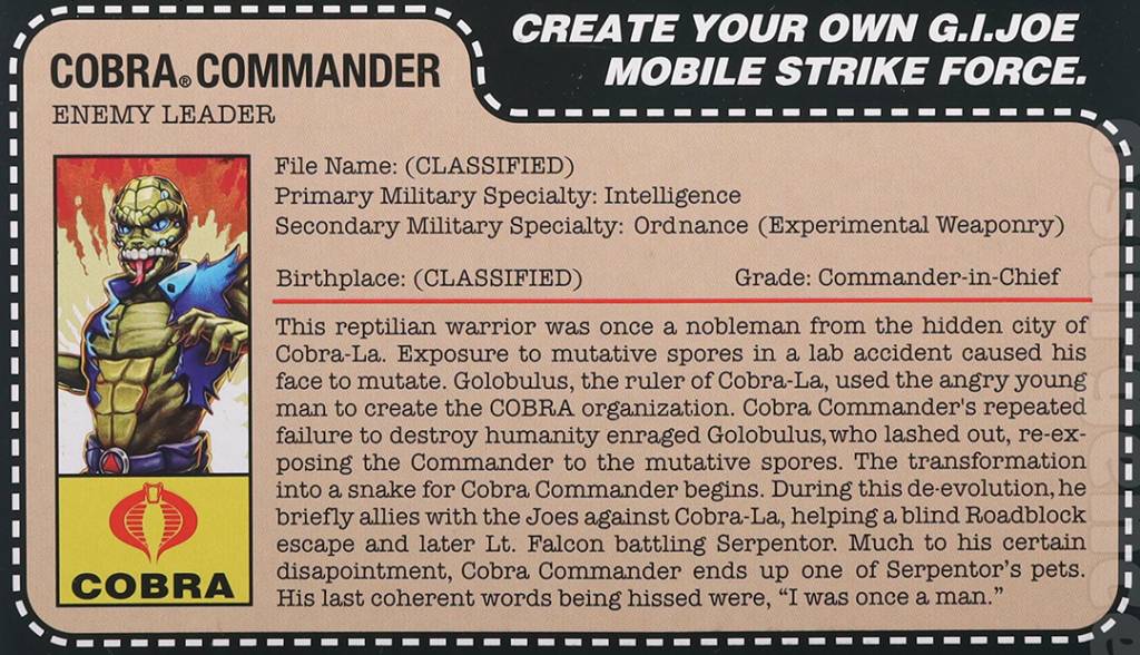Cobra Commander v3 file card